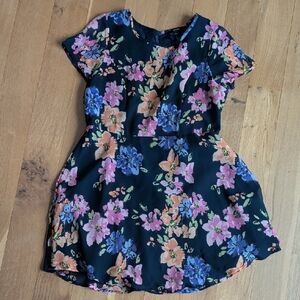 Forever 21 Floral Dress - Black with Pink and Blue